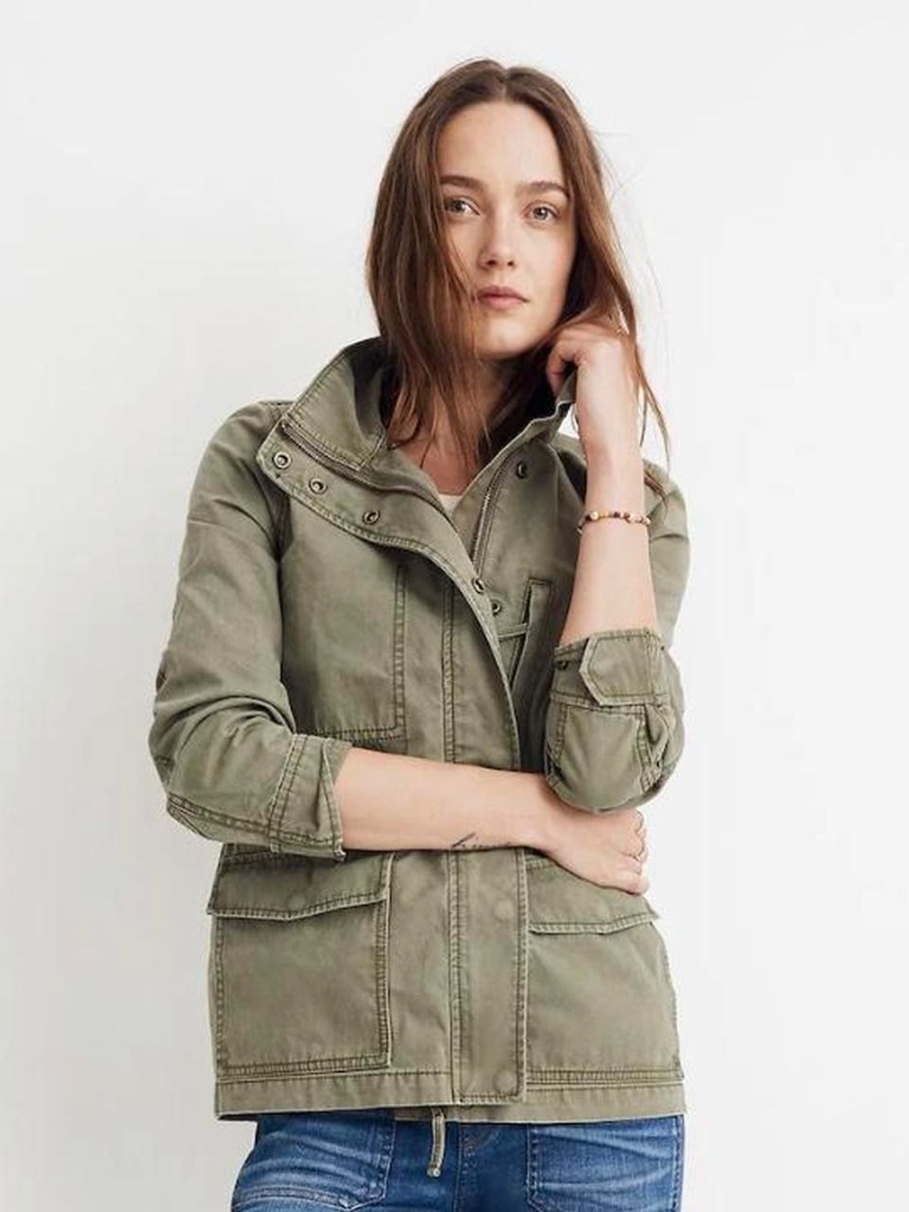 Madewell Military-Style Utility Jacket in Olive
